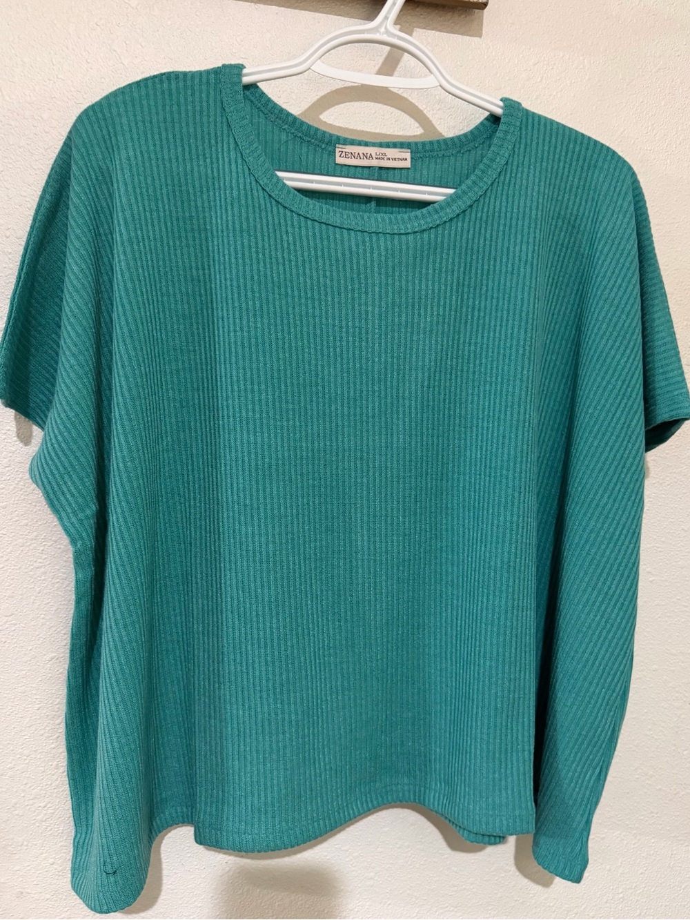 Zenana Outfitters Teal Ribbed Short Sleeve Tee -Oversized - NWOT